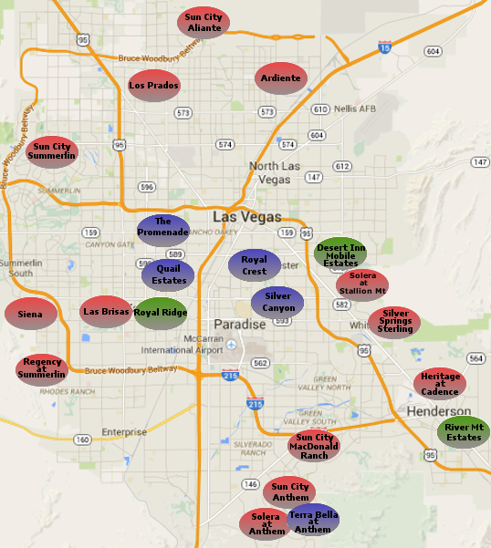 Map Guide To Las Vegas Age Restricted 55 Communities
