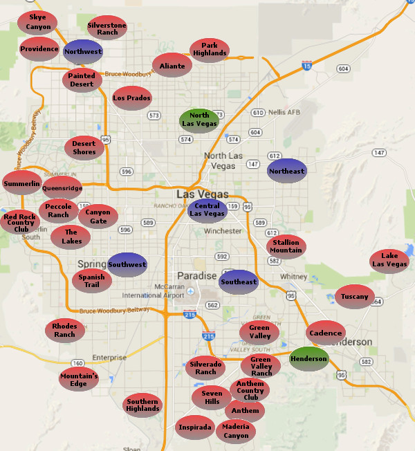 Las Vegas Area Map And Guide - Tourist Map Of English